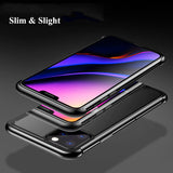 Rimless Metal Bumper Transparent Tempered Glass Case for iPhone 11 Pro Max XS XR XS Max