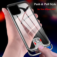 Rimless Metal Bumper Transparent Tempered Glass Case for iPhone 11 Pro Max XS XR XS Max