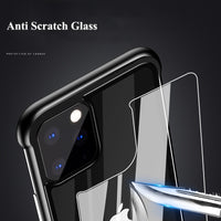 Rimless Metal Bumper Transparent Tempered Glass Case for iPhone 11 Pro Max XS XR XS Max