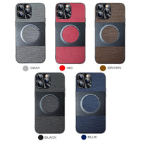 Fabric Leather Color Block Magsafe Case for iPhone 14 13 12 series