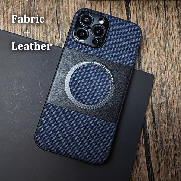 Fabric Leather Color Block Magsafe Case for iPhone 14 13 12 series
