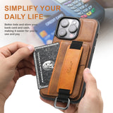 PU Leather Wallet Case with Wrist Strap for iPhone 14 13 12 series