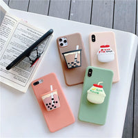 3D Cute Cartoon Drink Bottle Soft Case Holder Cover for iPhone 11 Pro Max  X XR XS Samsung S8 S9 S10