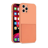 Luxury Square Edge Soft Liquid Silicone Credit Card Holder Case For IPhone 12 11 Pro Max