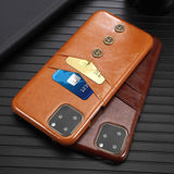 Retro PU Leather Case With Card Pocket Back Cover For iPhone 11 Pro Max