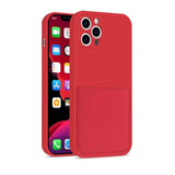 Luxury Square Edge Soft Liquid Silicone Credit Card Holder Case For IPhone 12 11 Pro Max