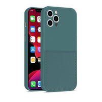 Luxury Square Edge Soft Liquid Silicone Credit Card Holder Case For IPhone 12 11 Pro Max