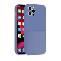 Luxury Square Edge Soft Liquid Silicone Credit Card Holder Case For IPhone 12 11 Pro Max