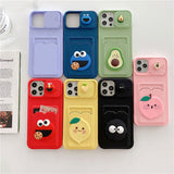 Liquid Silicone 3D Cartoons Slide Camera Lens Protector Case for iPhone 12 11 Series