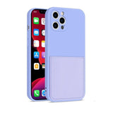 Luxury Square Edge Soft Liquid Silicone Credit Card Holder Case For IPhone 12 11 Pro Max