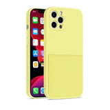 Luxury Square Edge Soft Liquid Silicone Credit Card Holder Case For IPhone 12 11 Pro Max