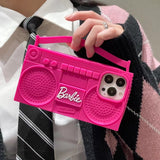 Pink Barbie Radio Cartoon Soft TPU Case For iPhone 14 13 12 series