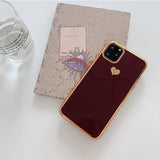 Electroplated Love Heart Phone Case Soft TPU Silicone Back Cover For iPhone 11 Pro Max