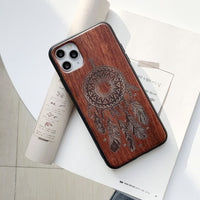 Natural Laser Carving Wooden Phone Case For iPhone 12 Series