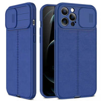 Luxury Leather Slide Camera Protection Case For iPhone 13 Series