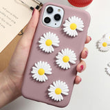 3D Korea Daisy Flower Silicon Phone Holder Shockproof Case For iPhone 11 Series