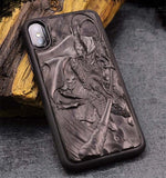 3D Carved Ebony Wooden TPU Case For iPhone XS Max XR X XS 6 6s 7 8 plus