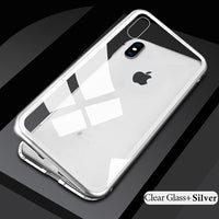 Magnetic Case for iPhone XR XS MAX X 8 Plus + Metal Tempered Glass