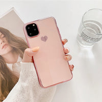 Electroplated Love Heart Phone Case Soft TPU Silicone Back Cover For iPhone 11 Pro Max