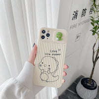 Cute Dinosaur Slide Camera Protection Case For iPhone 13 12 11 Pro Max