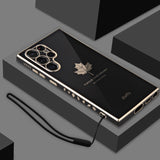 Electroplated Maple Leaf Silicone Case For Samsung S23 S22 S21 Ultra Plus