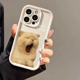 Cute Yawning Sleepy Cat Camera Lens Protector Silicone Case For iPhone 15 14 13 12 series