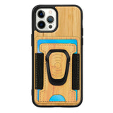 Real Wood Magnetic Ring Card Holder Case for iPhone 13 12 11 Series