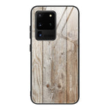 Tempered Glass Wooden Marble Pattern Soft Silicone Case for Samsung S20 Series