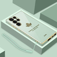 Electroplated Maple Leaf Silicone Case For Samsung S23 S22 S21 Ultra Plus