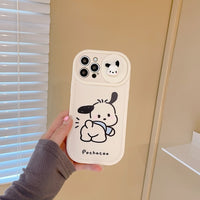 Puck Dog Slide Camera Lens Protection Soft Case For iPhone 14 13 12 series