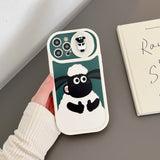 Sheep Shawn Snow Slide Camera Lens Protection Couple Case For iPhone 14 13 12 series