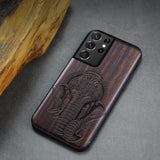 Black Ebony Wood 3D Carved Case For Samsung S21 Ultra Plus