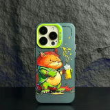 Cool Dog Cat Colored Cartoon Graffiti Case For iPhone 15 14 13 series