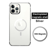Original Magnetic Coil Circle Silicone Transparent Clear Crystal Phone Case For Apple iPhone 12 Series