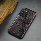 Black Ebony Wood 3D Carved Case For Samsung S21 Ultra Plus