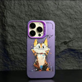 Cool Dog Cat Colored Cartoon Graffiti Case For iPhone 15 14 13 series