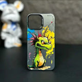 Cool Dog Cat Colored Cartoon Graffiti Case For iPhone 15 14 13 series