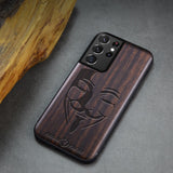 Black Ebony Wood 3D Carved Case For Samsung S21 Ultra Plus