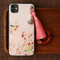 3D Relief Emboss Tassel Bell Anti knock Case for iPhone 11 Pro Max XS XR X