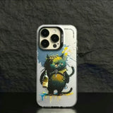 Cool Dog Cat Colored Cartoon Graffiti Case For iPhone 15 14 13 series