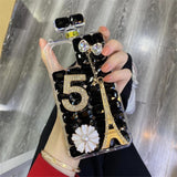 Luxury 3D Eiffel Tower Perfume Bottle Glitter Bling with Chain Cases for iPhone 13 12 11 Pro Max Mini