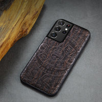 Black Ebony Wood 3D Carved Case For Samsung S21 Ultra Plus