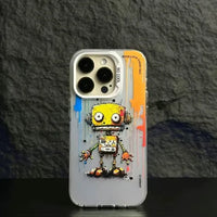 Cool Dog Cat Colored Cartoon Graffiti Case For iPhone 15 14 13 series