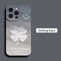 Simple Style Gradient Smile Face Shockproof Soft Bumper Case For iPhone 15 14 13 series