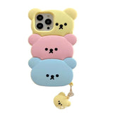 Cute Cartoon Bear Soft Silicone Case with Keychain for iPhone 14 13 12 series