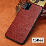 Genuine Lambskin Leather Square Grain Heavy Duty Protection Cases For iPhone 11 Pro Max X Series