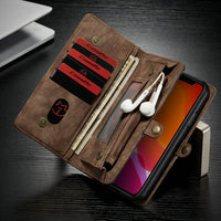 2 in 1 Multi Functional Zipper Wallet Phone Cover For iPhone 11 Pro Max