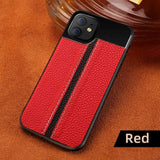 Luxury Genuine Litchi Grain Leather Aviation Metal Stitch Heavy Duty Protection Case For iPhone 11 11 Pro Max