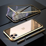 360 Metal Case Magnetic Luxury Shockproof Tempered Glass Cover For iPhone 11 Pro Max