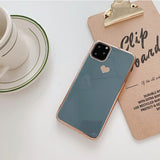 Electroplated Love Heart Phone Case Soft TPU Silicone Back Cover For iPhone 11 Pro Max